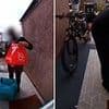 Moment Deliveroo driver is caught on camera stealing customer's food after pretending to deliver the order