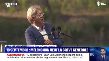 Mobilisation du 10 septembre: Jean-Luc Mélenchon appelle à "la grève générale"