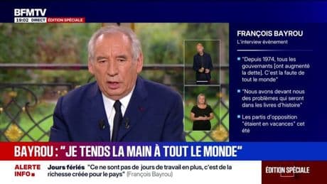Mise sous tutelle de la France: "Le risque est imminent", affirme François Bayrou
