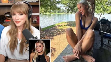 Olivia Dunne sizzles in new bikini-clad snap from lakeside vacation after backing Taylor Swift in NFL fan feud