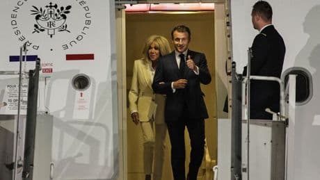 Emmanuel Macron mocks 'slap' by wife Brigitte as couple step off plane in Indonesia