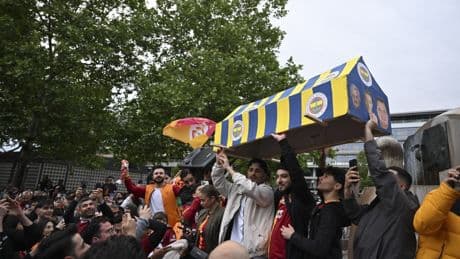 ‘Crying One’ Jose Mourinho taunted with sick coffin stunt as Galatasaray fans celebrate clinching Turkish league title