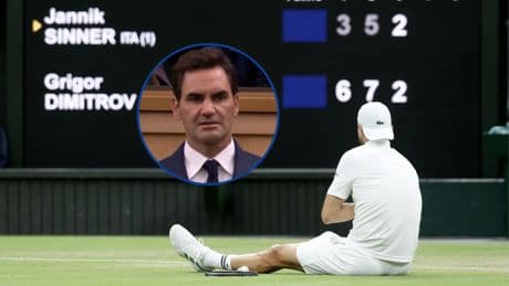 La cara de Roger Federer ante la lesión de Grigor Dimitrov en Wimbledon que ya es viral