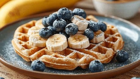 Gesunde Waffeln: Rezept mit Bananen, Haferflocken und Blaubeeren