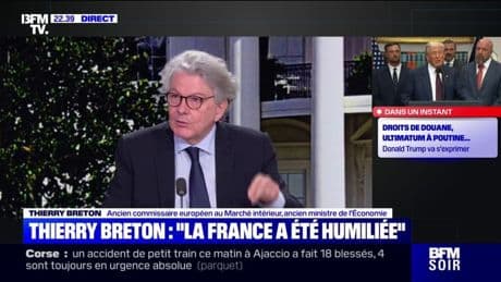 Taxes douanières: selon Thierry Breton, ancien commissaire européen, "tous les produits en supermarchés américains vont avoir une augmentation de 10%"