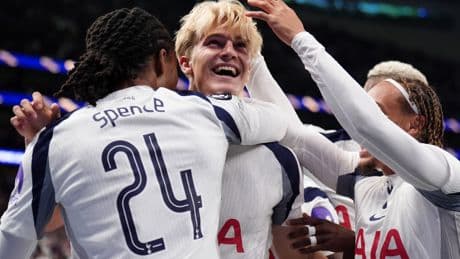 Thomas Partey on losing side as Tottenham win on Champions League return