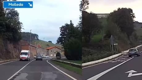 Cientos de personas alucinan con la temeraria forma de conducir de este coche por una carretera de Cantabria, haciendo eses e invadiendo el carril contrario, pero algunos explican el porqué: “Lo hace para no rozar con los resaltos”