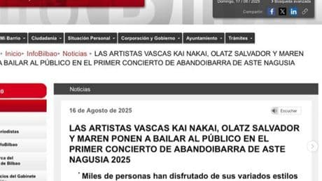 El Ayuntamiento de Bilbao publicó la crónica del concierto que no llegó a celebrarse