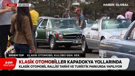 Klasik otomobiller Kapadokya yollarında