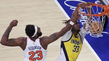 Pacers bring a 2-0 lead over the Knicks home for a sports celebration Sunday in Indiana