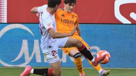 Los goles de la victoria del Real Madrid contra nueve jugadores del Sevilla