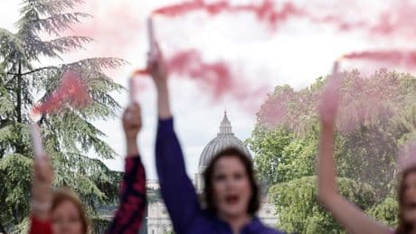 Habemus protestatio: Pink smoke over Rome denounces male-dominated Church