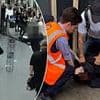 Moment Earl's Court station attacker is pinned down by hero bystanders after he set upon staff and passengers