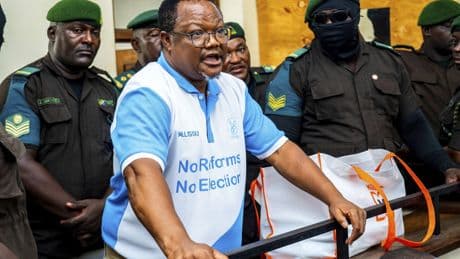 Tanzania's most prominent opposition leader appears in court on charges of treason