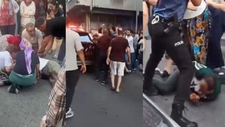 Sokak ortasında kız arkadaşını bıçaklayan şahsı mahalleli linç etti