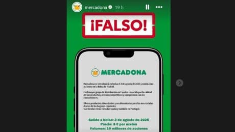 Mercadona desmiente en sus redes sociales un bulo que anunciaba su inminente salida a bolsa: "¡Falso!"