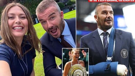 David Beckham jets in overnight from Atlanta for Day One of Wimbledon, as he joins Maria Sharapova on Henman Hill 21 years after her SW19 triumph