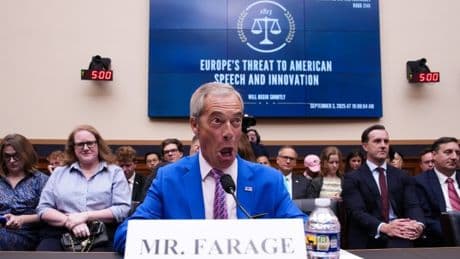 Nigel Farage labelled ‘Putin-loving free speech imposter and Donald Trump sycophant’ at US Congress hearing