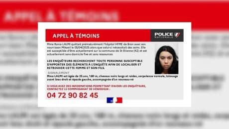 Bron: la police lance un appel à témoins après la disparition d'un bébé de deux jours et sa mère
