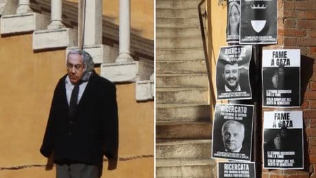 "L'avevamo promesso...". E gli attivisti "impiccano" Netanyahu in piazza del municipio