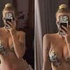 Lottie Moss puts on a plunging display in a silver sparkly bikini as she shares mirror selfie from Spain