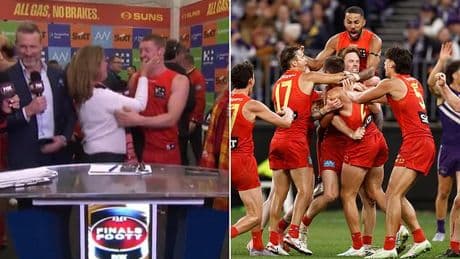 AFL star's mum steals the show after crashing TV interview following finals thriller