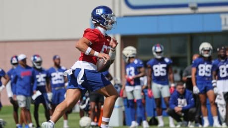 Jaxson Dart’s first Giants training camp throw couldn’t have gone worse