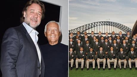 The little-known story of how Giorgio Armani changed a household name Aussie sports team forever with Russell Crowe - as he dies at 91