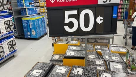 I looked for school supplies at Walmart and Dollar Tree. Many deals were similar, but one shopping experience was easier.