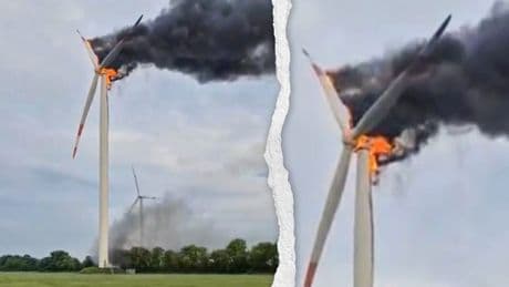 Windrad in Bad Liebenwerda brennt: Feuerwehr hilflos