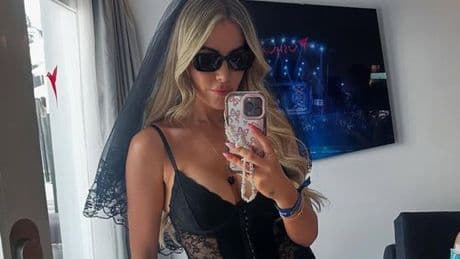 Georgia Kousoulou in playful funeral look as she celebrates hen do with TOWIE pals