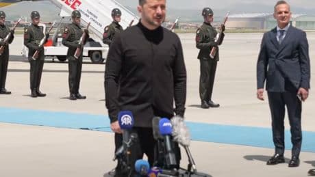 Zelensky hits out at Putin after landing in Turkey for Ukraine and Russia peace talks