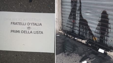 Colpi di piccone contro la sede di FdI, poi la minaccia: "Primi della lista"