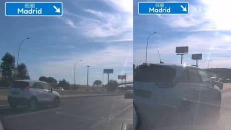 Se cambia 2 carriles del tirón en una autopista de Madrid y, de no ser por el frenazo de un coche, provoca un grave accidente: “Es un temerario”