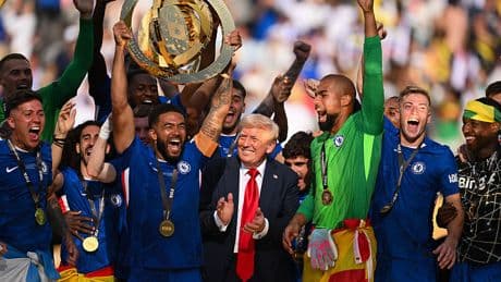 Trump, unfazed by boos, crashes trophy ceremony at Club World Cup final