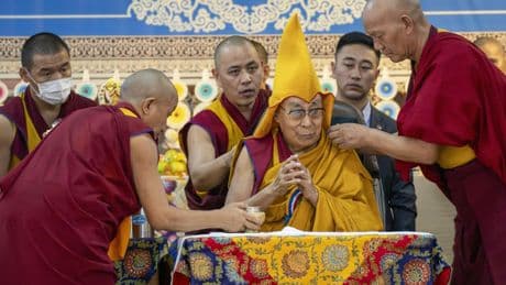 Photos show a celebration for the Dalai Lama's 90th birthday