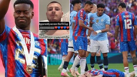 Crystal Palace FA Cup heroes Marc Guehi and Adam Wharton rushed to hospital after Wembley triumph as midfielder shares update from sickbed