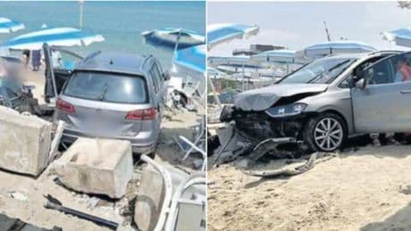 Auto piomba in spiaggia ad Alba Adriatica: alla guida un 83enne, quattro feriti fra i turisti. I gestori: «Domenica sarebbe stata una strage»