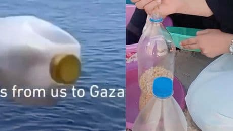 Gaza, riso in bottiglie di plastica dall'Egitto. L'iniziativa, i video e la protesta degli ambientalisti: «Non raggiungeranno mai gli affamati di Gaza»
