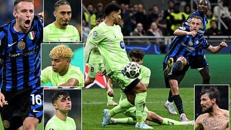 Inter Milan 4-3 Barcelona (7-6 agg): Italian side win thriller to reach second Champions League final in three years - as Lamine Yamal and Co crash out despite being seconds away from win