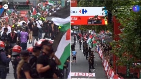 Una nueva manifestación pro-Palestina obliga a la Vuelta a España a dejar sin ganador la etapa de Bilbao