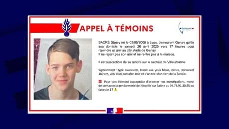 Rhône: un appel à témoins lancé après la disparition de Steevy, 16 ans, à Genay