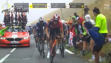 Spectator run over by Ineos team car during Tour de France