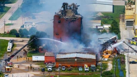 An explosion and fire at a Nebraska plant are preventing a search for 3 missing people