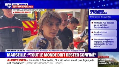 Feu à Marseille: "Cet incendie est parti d'une voiture qui s'est embrasée au bord de l'autoroute", déclare Martine Vassal (présidente de la métropole Aix-Marseille-Provence)