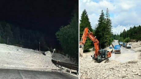 Maltempo, frana a San Vito di Cadore nella notte: fango e detriti sull'Alemagna: strada chiusa e traffico bloccato verso Cortina