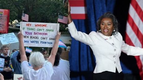 Virginia leaders condemn racist sign aimed at Lt. Gov. Winsome Earle-Sears over bathroom policy