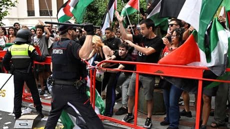 ‘It is a bit scary sometimes’: Tom Pidcock moves onto Vuelta podium but no stage 11 winner as pro-Palestine protests disrupt race
