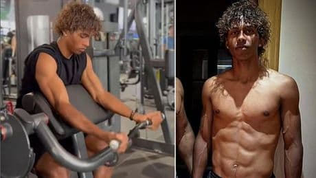 Nepo baby son of former world champion shows off ripped physique as he turns 17 - but can you guess who his famous father is?