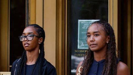Diddy's young daughters seen leaving court as rapper avoids life behind bars